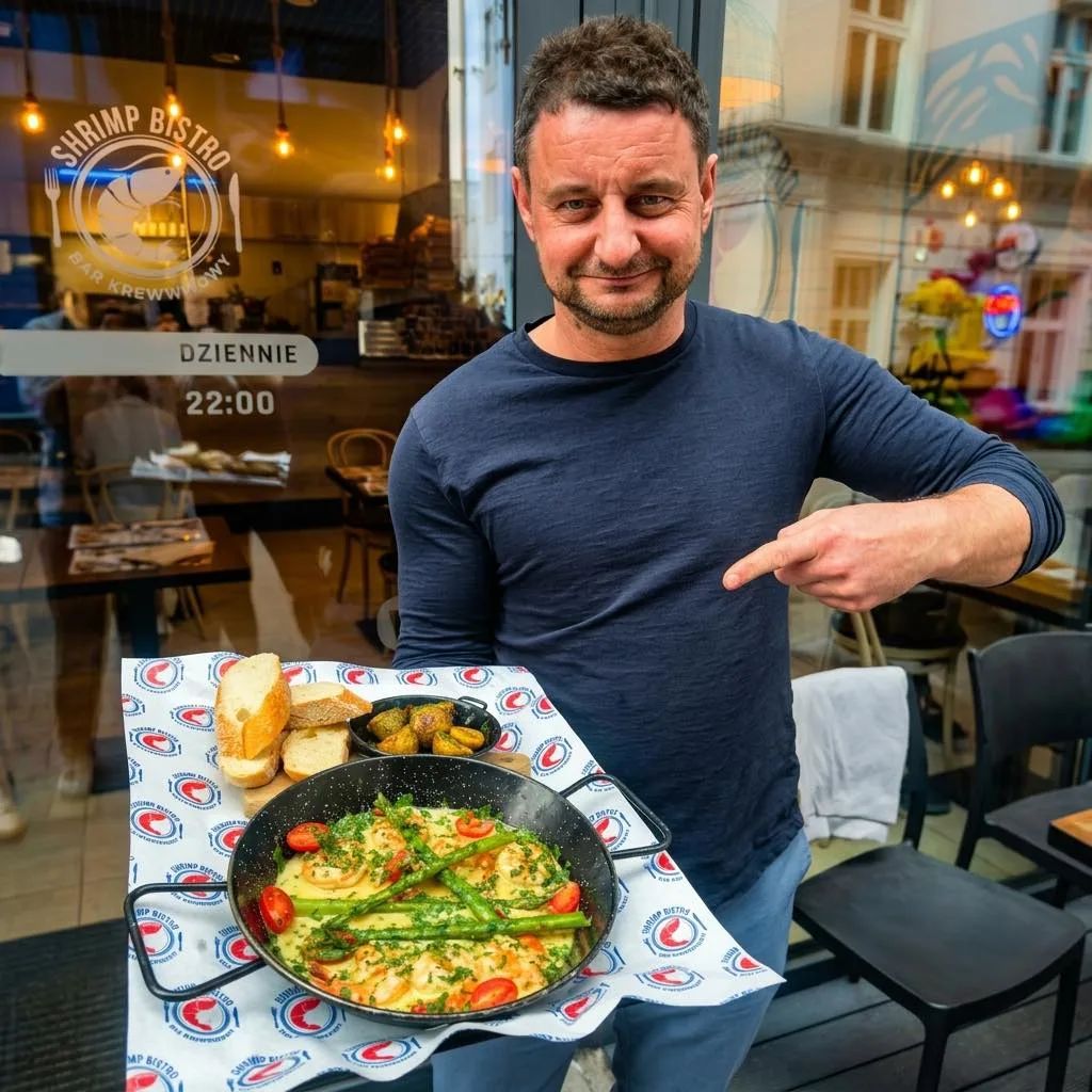 Krewetki ze szparagami — Shrimp Bistro